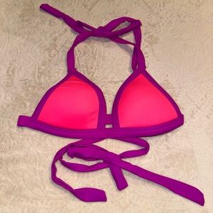 PINK Victoria’s Secret neon orange and purple bikini top size medium